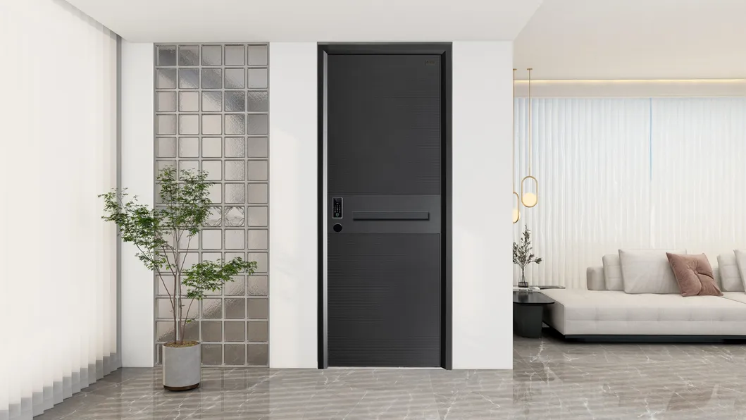 High Quality Cast Aluminum Entrance Doors Smart Lock Durable Armoured Door