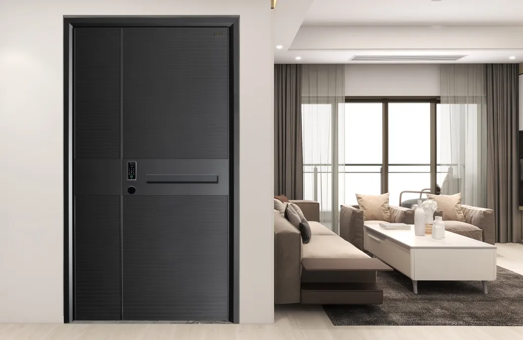 High Quality Cast Aluminum Entrance Doors Smart Lock Durable Armoured Door
