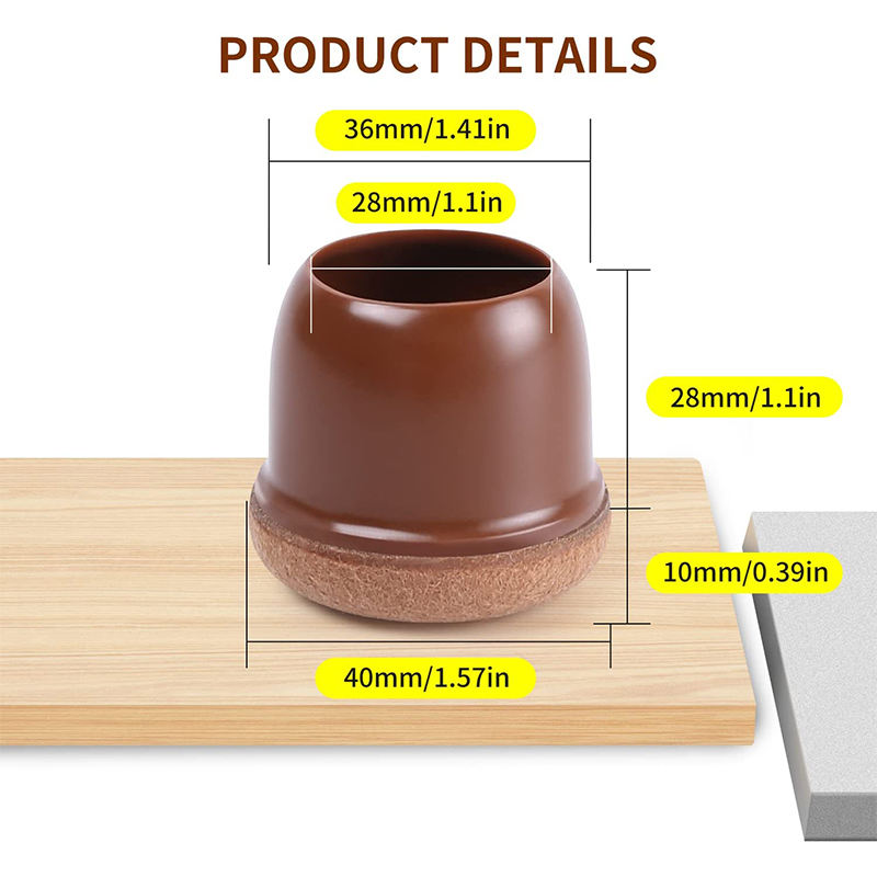 Chair Leg Floor Protectors with Felt, Soft Furniture Leg Feet Protection Cover Protect Hardwood Floor