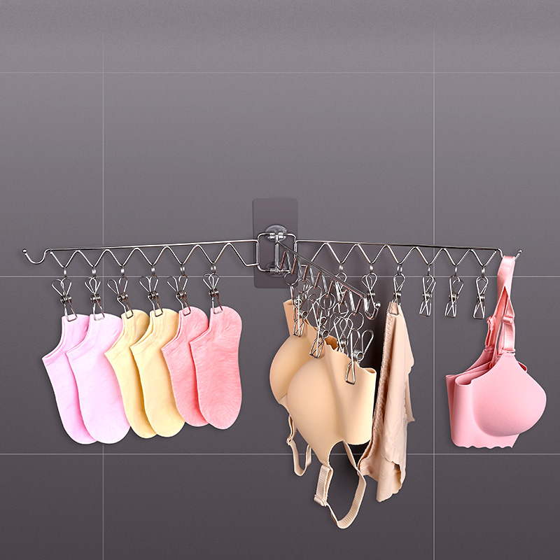 Laundry Hanger Dryer Wall Mounted Bras Towels Lingerie Hooks Stainless Steel Socks Underwear Baby Hanger