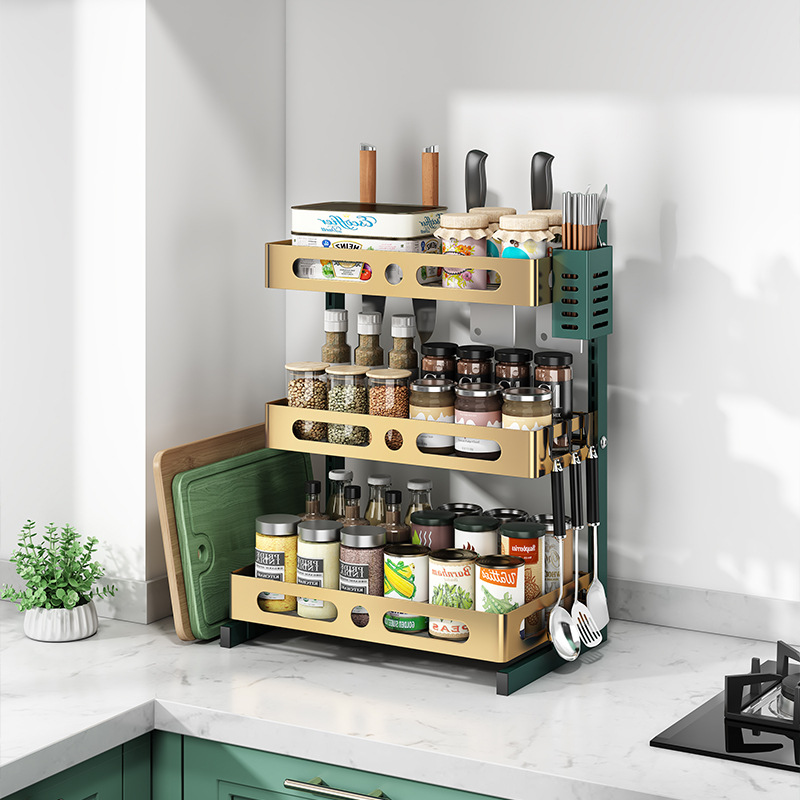 Kitchen Spice Organizer Rack Household Kitchen Rack Stainless Steel Bottle Holders Stainless Steel Kitchen Utensil Holder
